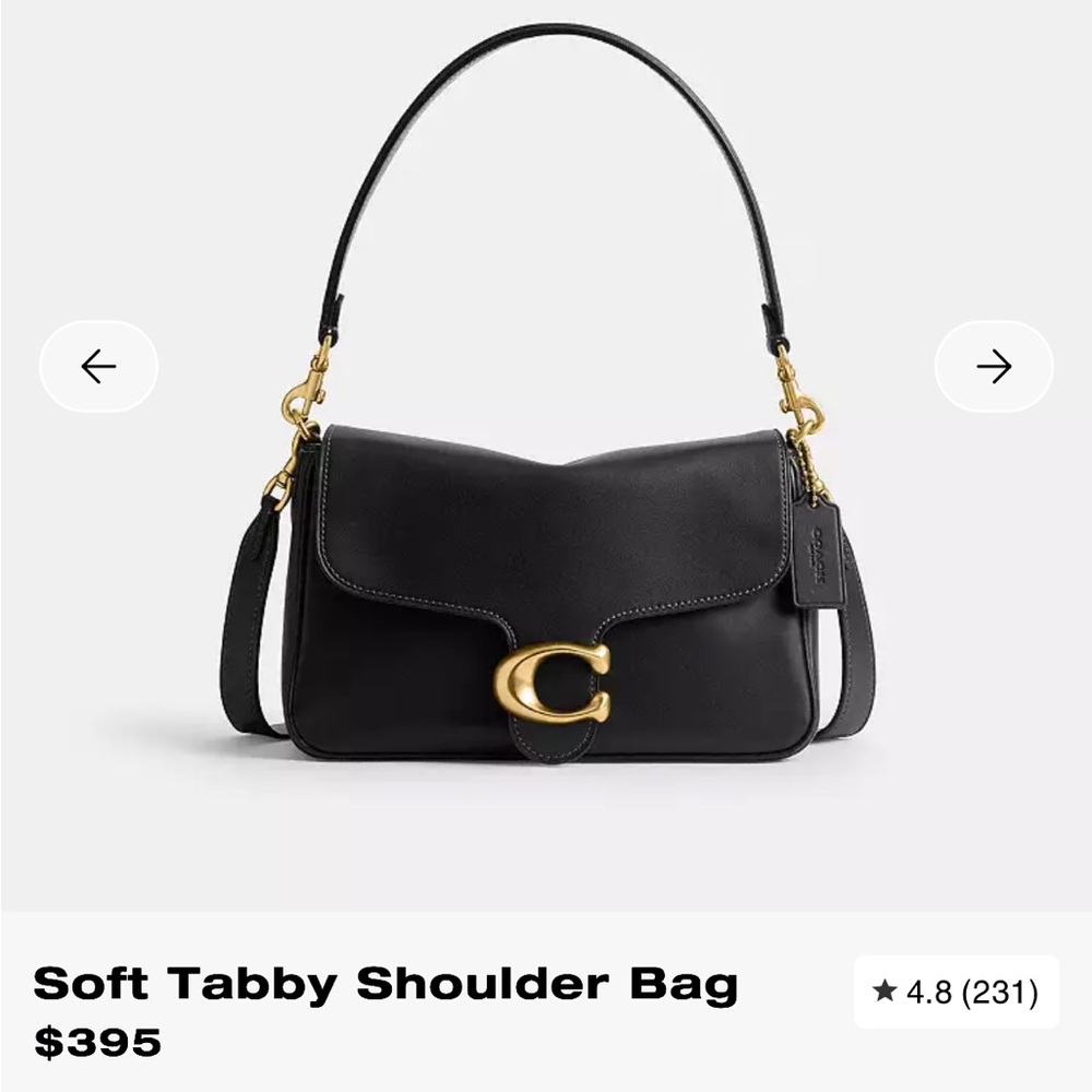 Coach Soft Tabby Shoulder Bag in Black with Gold Accent